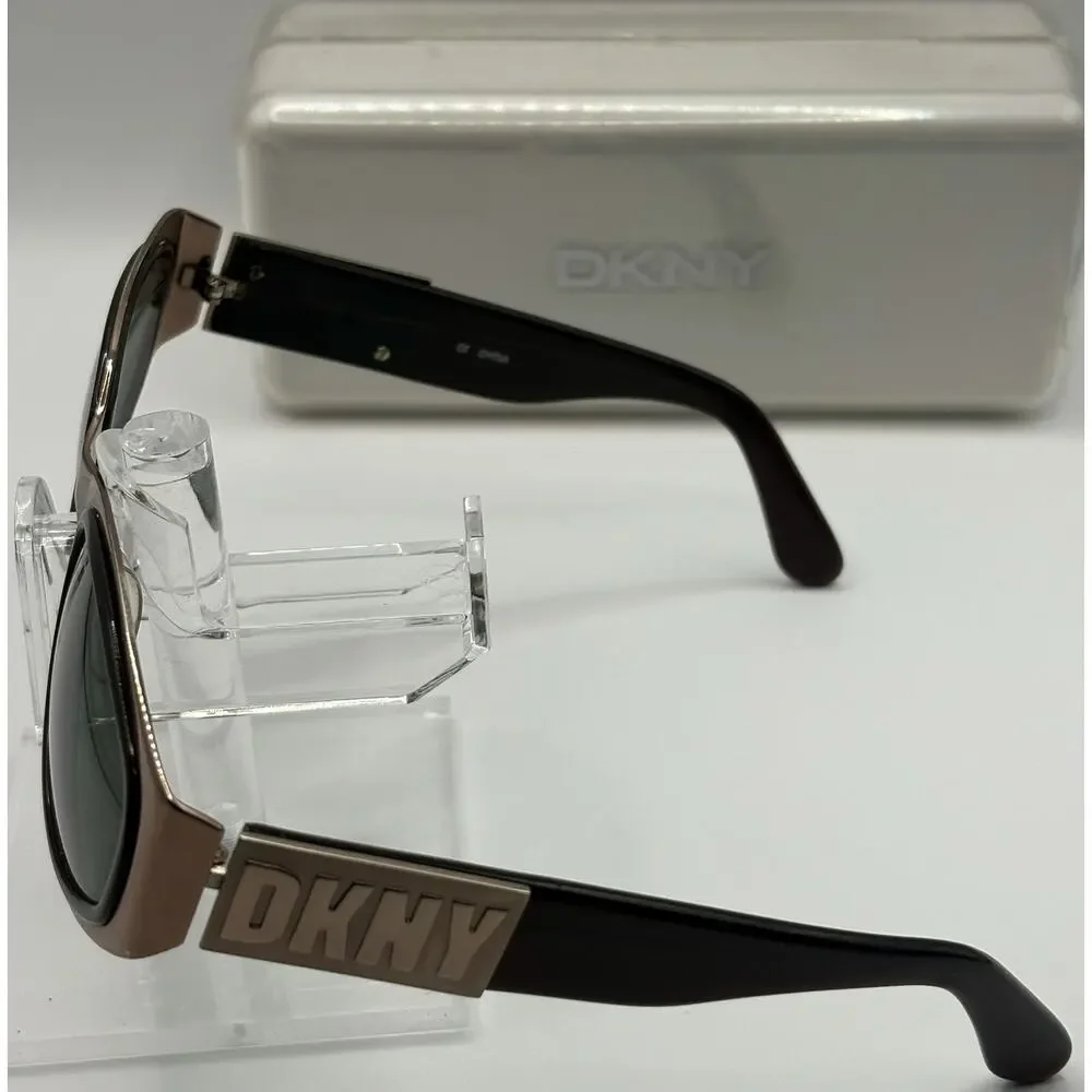 DKNY Westwood K01013 Sunglasses Brown Wrap Frame Green Lens Women’s Retro